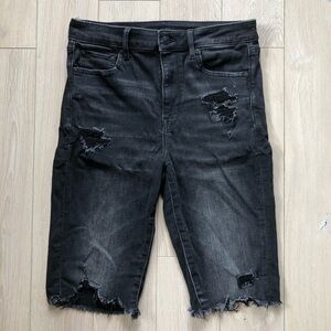 American Eagle Outfitters Black Distressed Biker Denim Shorts Size 8